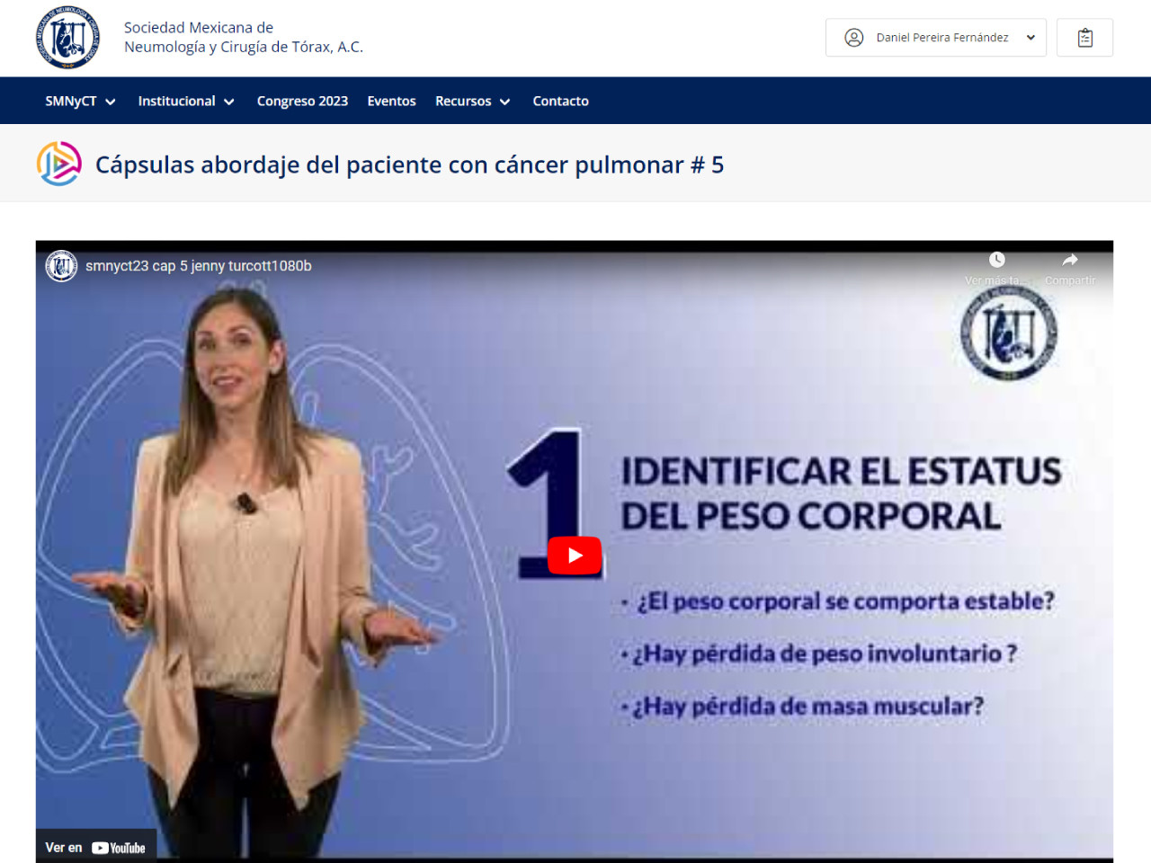 Cápsulas # 5. "Puntos clave en la alimentación en pacientes con cáncer de pulmón"